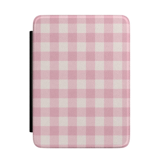 Pink Gingham Kindle Case - front view