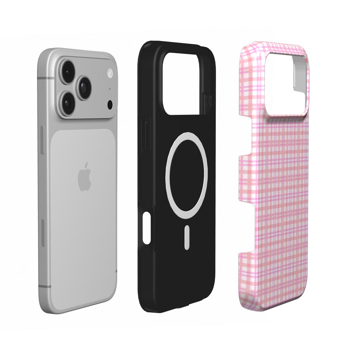 Pink Gingham phone case – MagSafe iPhone case, second detail view
