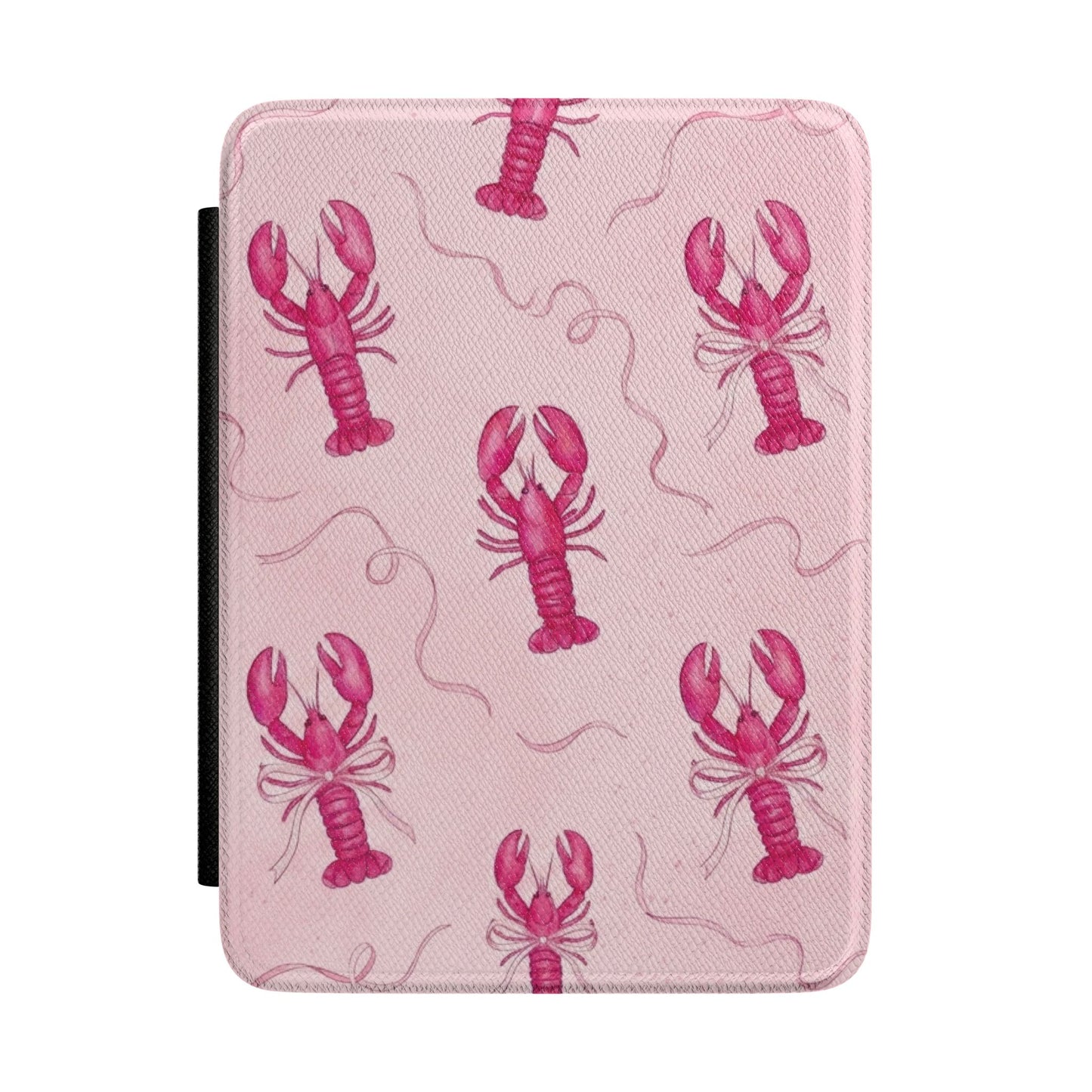 Pink lobster print Kindle Paperwhite case front cover — Atelier coastal gift for book lovers