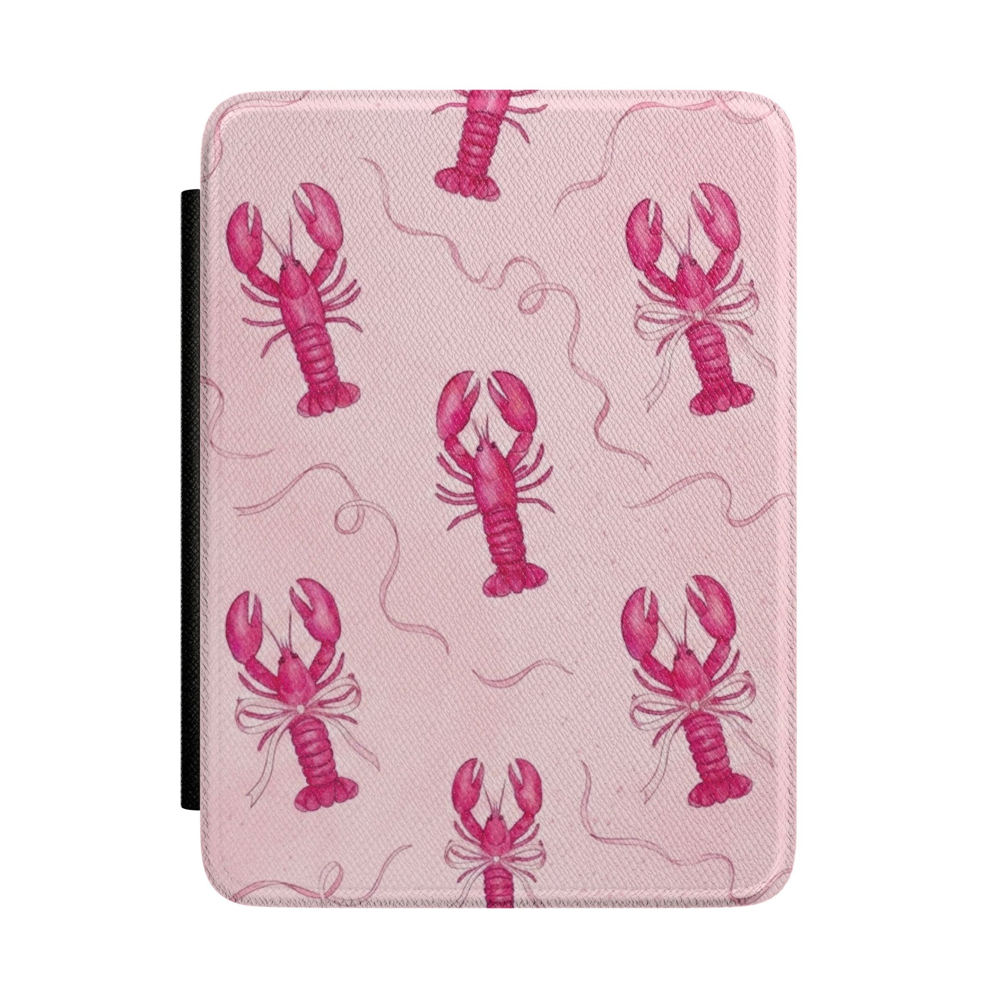 Pink lobster print Kindle Paperwhite case front cover — Atelier coastal gift for book lovers