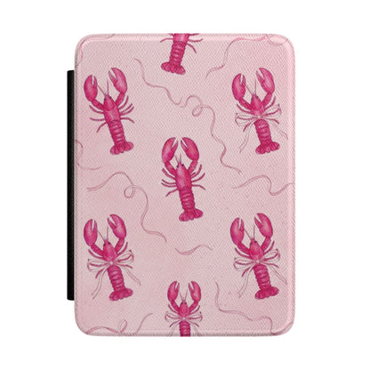 Pink lobster print Kindle Paperwhite case front cover — Atelier coastal gift for book lovers
