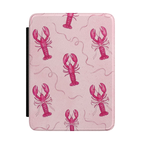Pink lobster print Kindle Paperwhite case front cover — Atelier coastal gift for book lovers