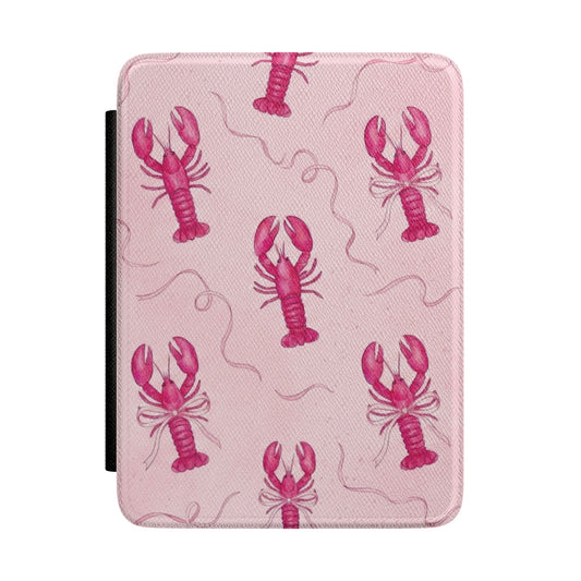 Pink lobster print Kindle Paperwhite case front cover — Atelier coastal gift for book lovers