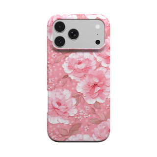 Pink Peony Polka Dot phone case – MagSafe iPhone case, front view