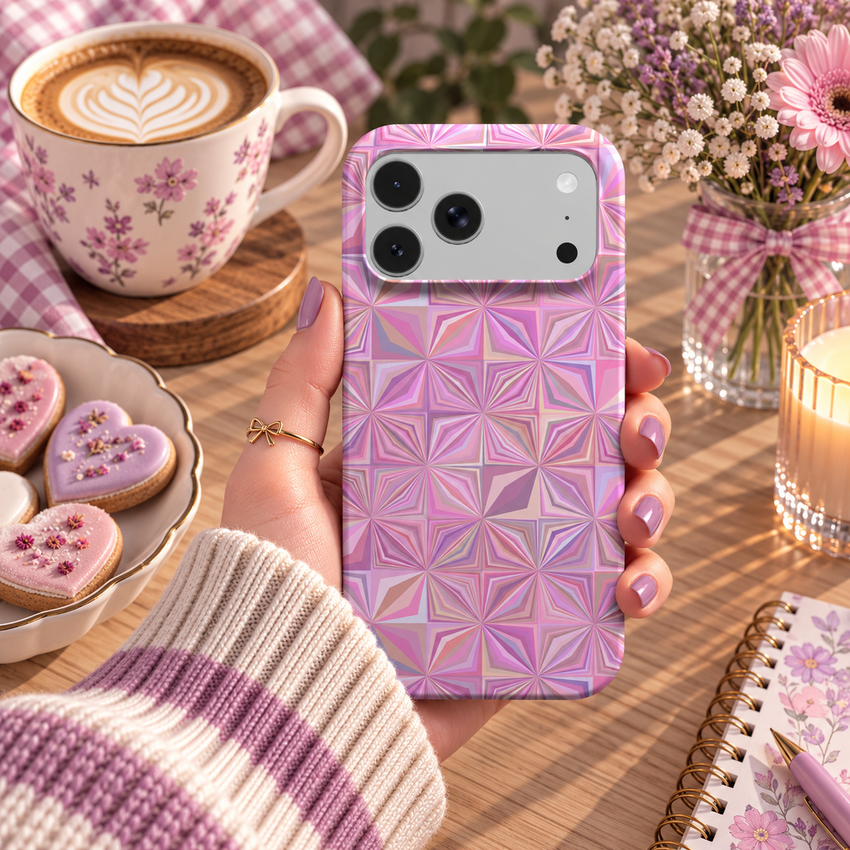 Pink Prism phone case – MagSafe iPhone case, styled photo