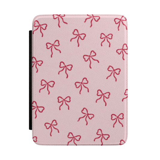Pink and Red Hand Drawn Bow Kindle Case - front view