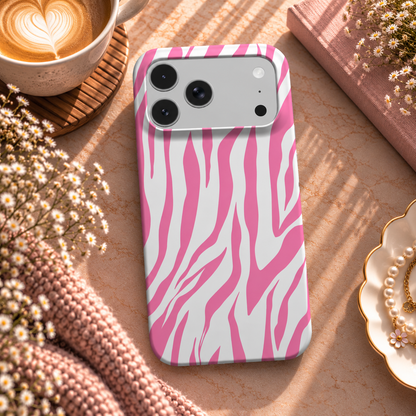 Pink Zebra phone case – MagSafe iPhone case, lifestyle photo