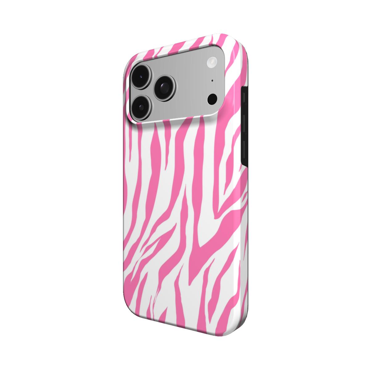 Pink Zebra phone case – MagSafe iPhone case, detail view