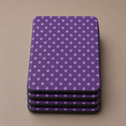 Deep plum purple polka dot Kindle Paperwhite case — Quiet Bookish retro gift for readers
