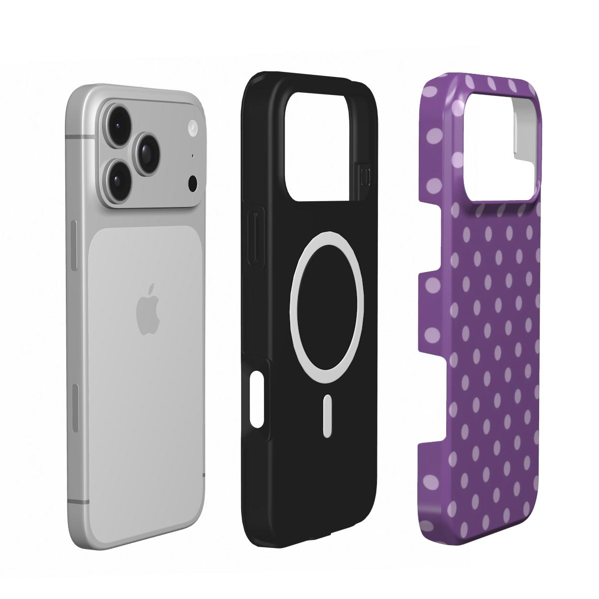 Plum Polka Dot phone case – MagSafe iPhone case, layer view