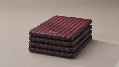 Burgundy pinstripe Kindle Paperwhite case with debossed initials — Maison Noir personalized gift for her