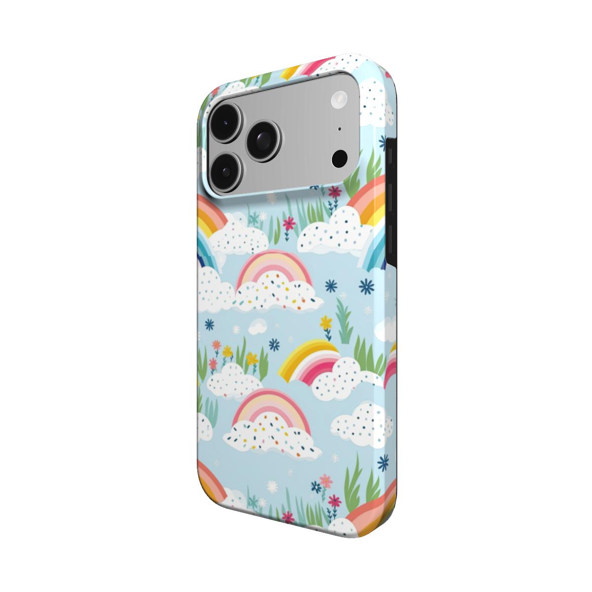 Rainbow Meadow phone case – MagSafe iPhone case, detail view