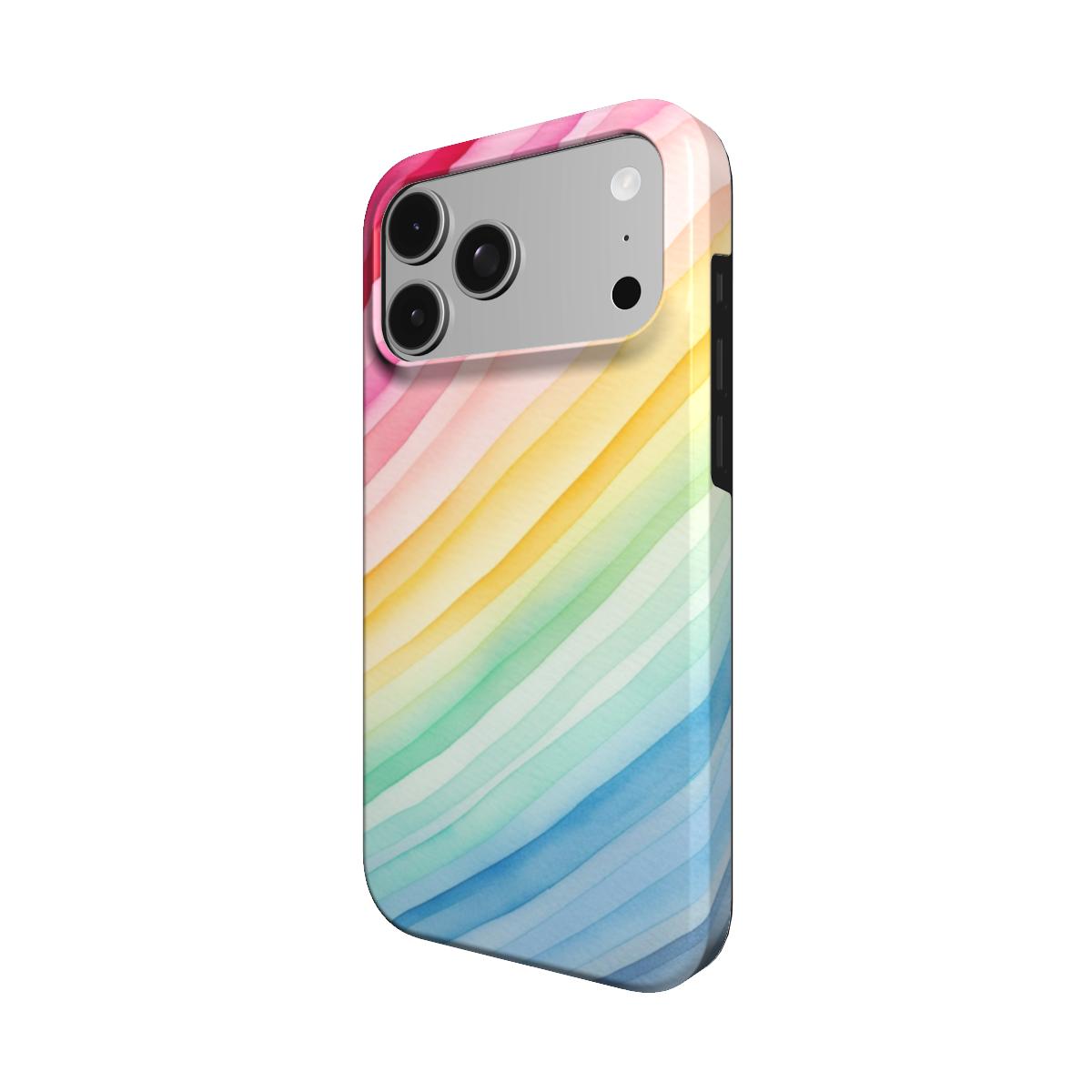 Rainbow Watercolor Stripe phone case – MagSafe iPhone case, detail view