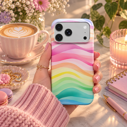 Rainbow Wave phone case – MagSafe iPhone case, styled photo