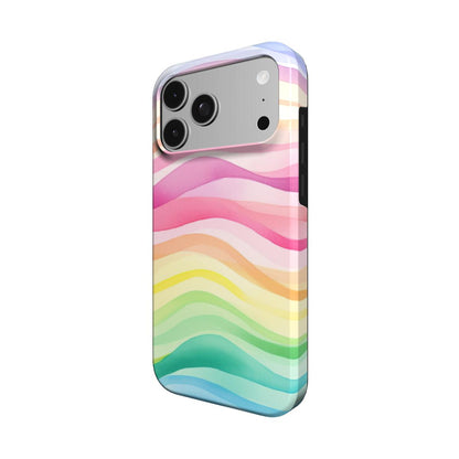 Rainbow Wave phone case – MagSafe iPhone case, detail view