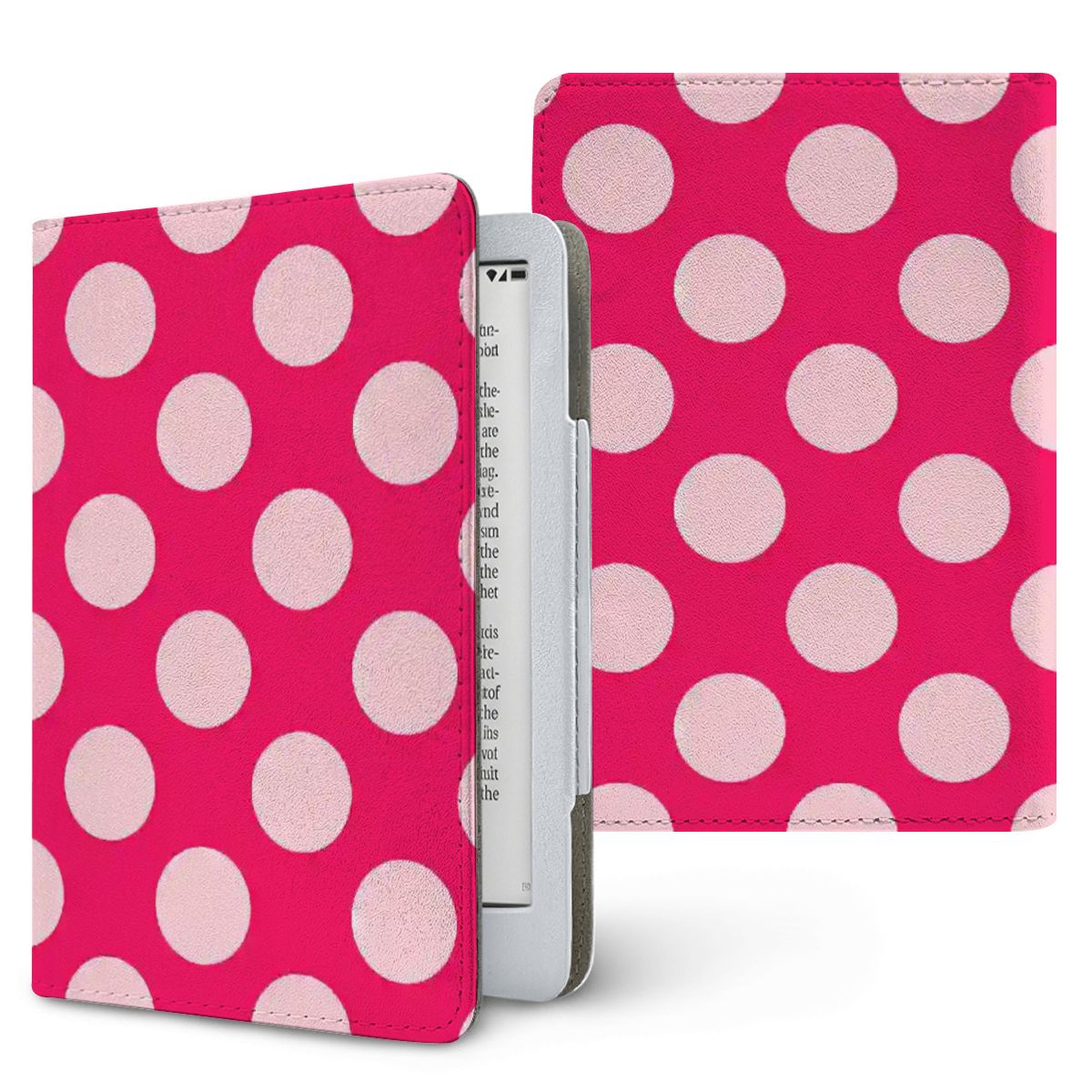 Raspberry Polka Dot Kindle case, printed front and back, fits Kindle Paperwhite 6.8 and 7 inch and Colorsoft