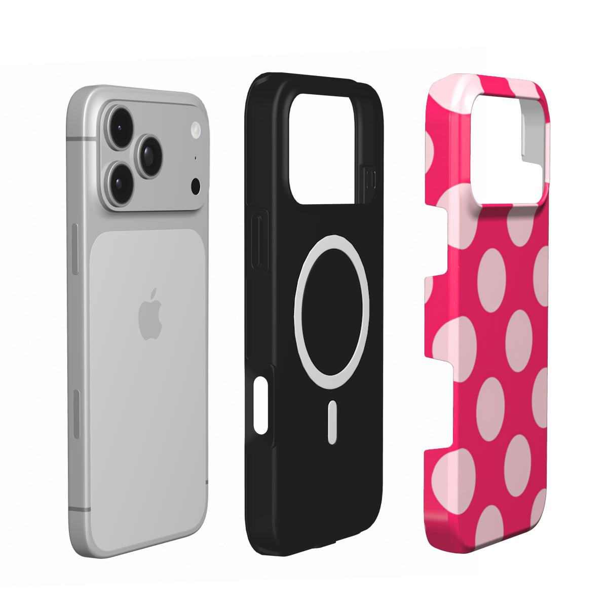 Raspberry Polka Dot phone case – MagSafe iPhone case, layer view