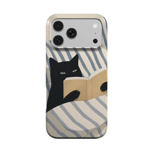 Reading Cat in Bed Phone Case
