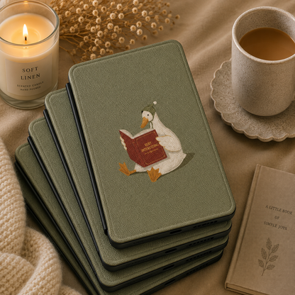 Reading Duck Kindle case shown at an angle