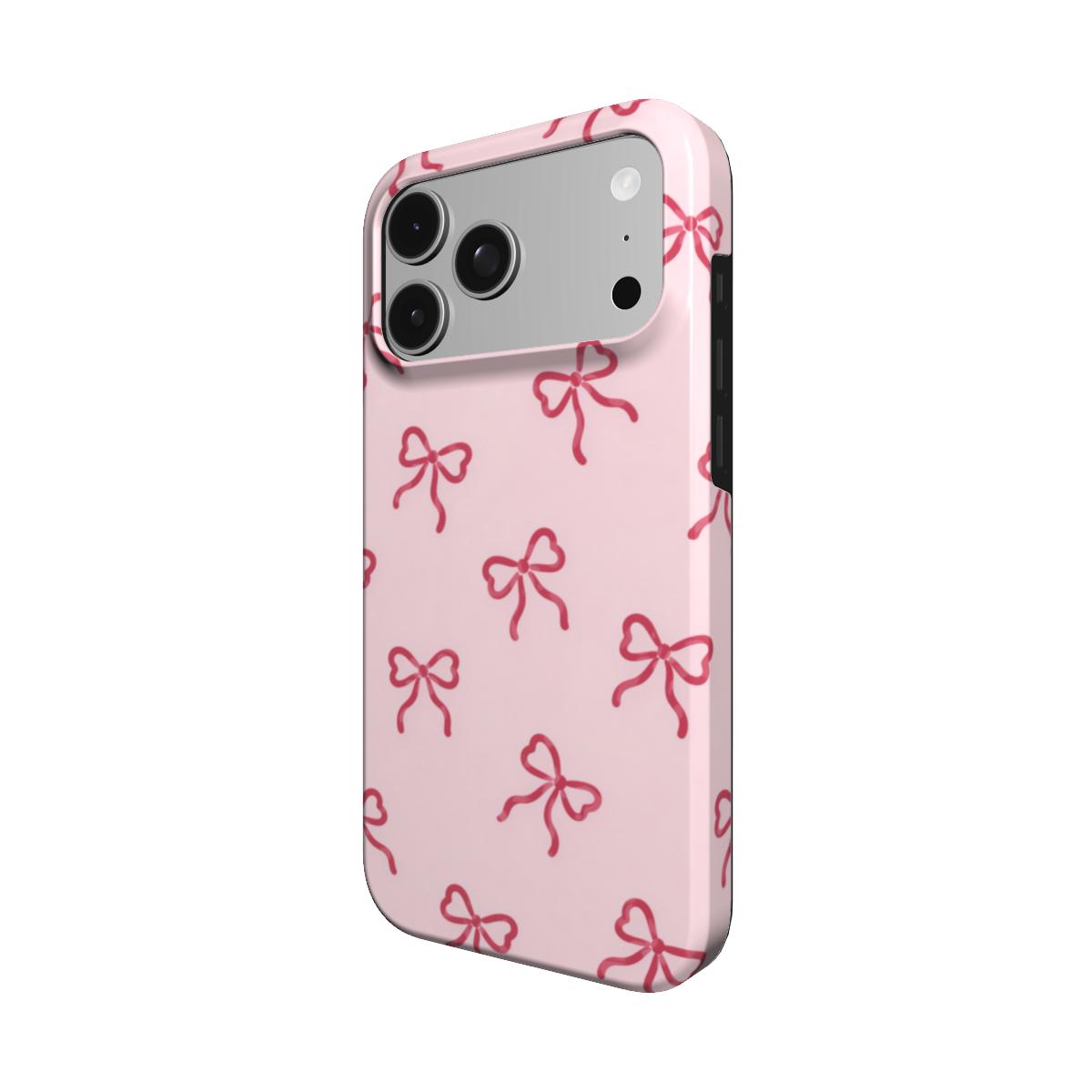 Red Bows phone case – MagSafe iPhone case, angled view