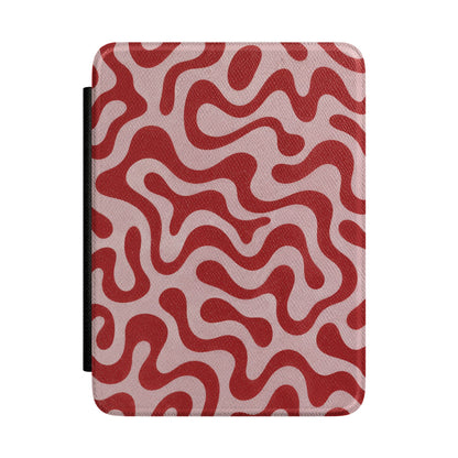 Red Squiggle Kindle Case - front view