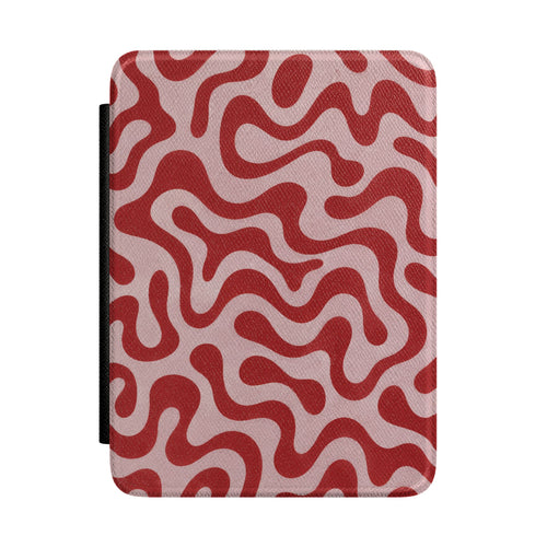 Red Squiggle Kindle Case - front view