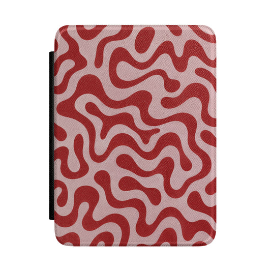 Red Squiggle Kindle Case - front view
