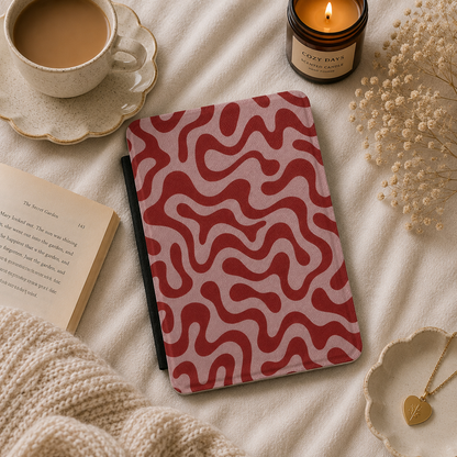 Retro Squiggle Kindle case front cover — retro squiggle print