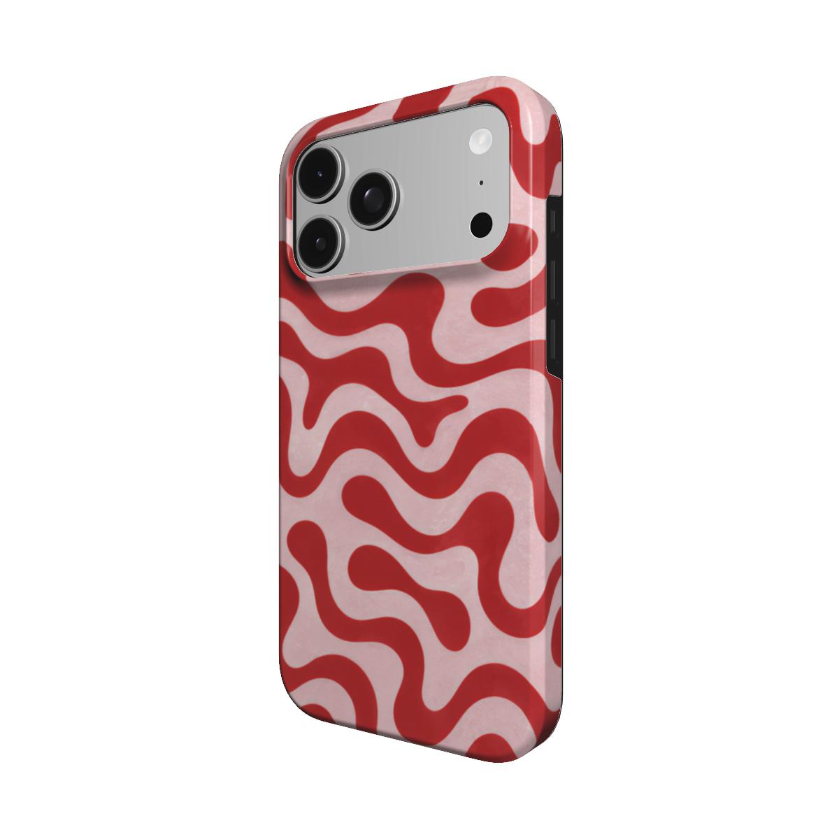 Retro Squiggle phone case – MagSafe iPhone case, angled view