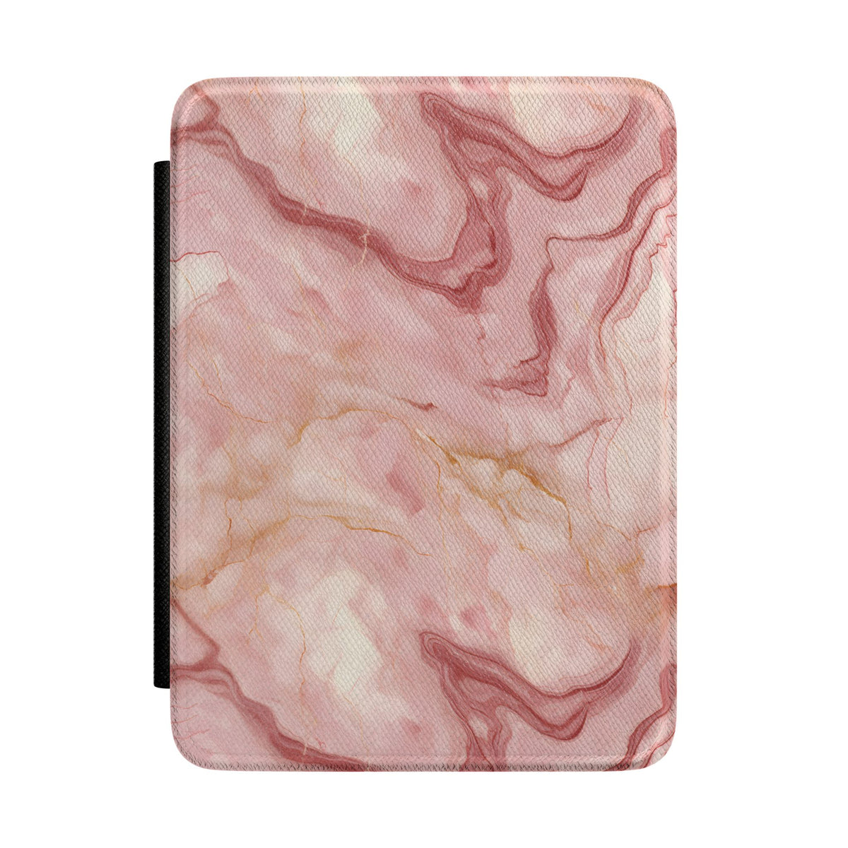Rose marble Kindle case in blush and gold vegan Saffiano-textured PU