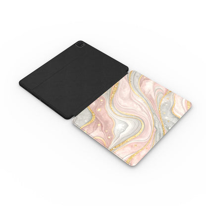Rose quartz marble iPad case with the Apple Pencil in its slot