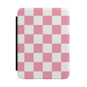 Rose & White Checkerboard Kindle Case — Coquette Check