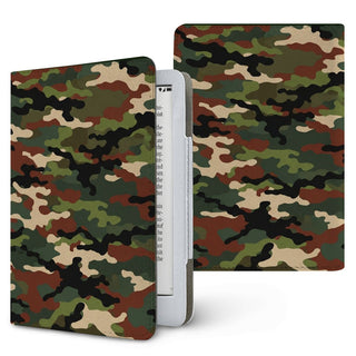 Woodland Camo Kindle case — classic camo, printed front and back