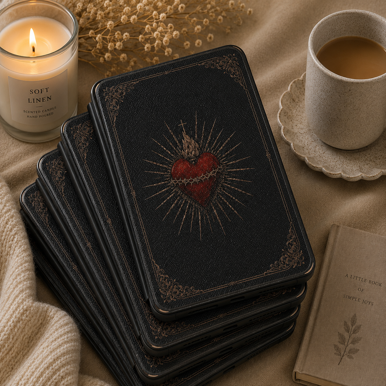 Sacred Heart Kindle case shown at an angle