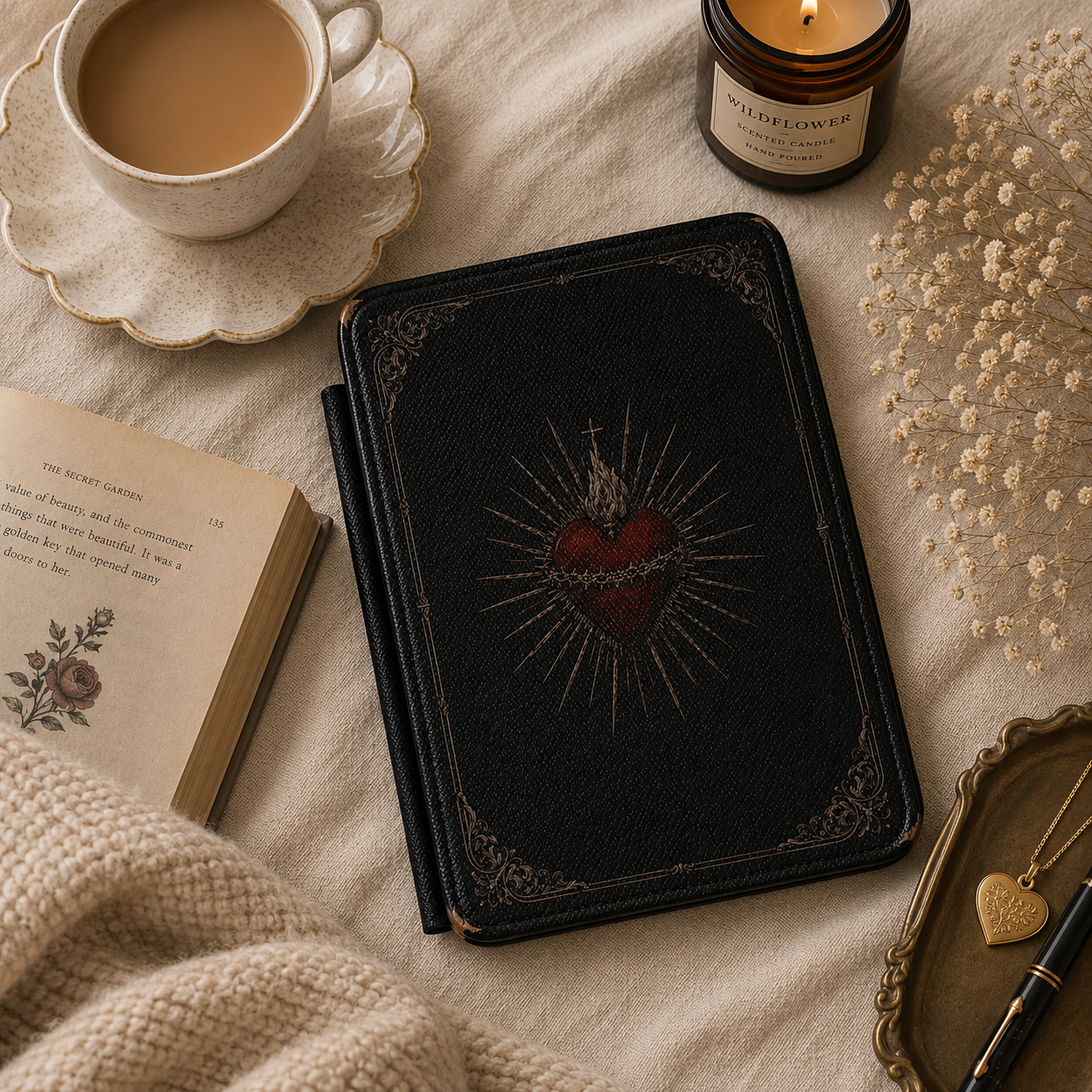 Sacred Heart Kindle case front cover — sacred heart print