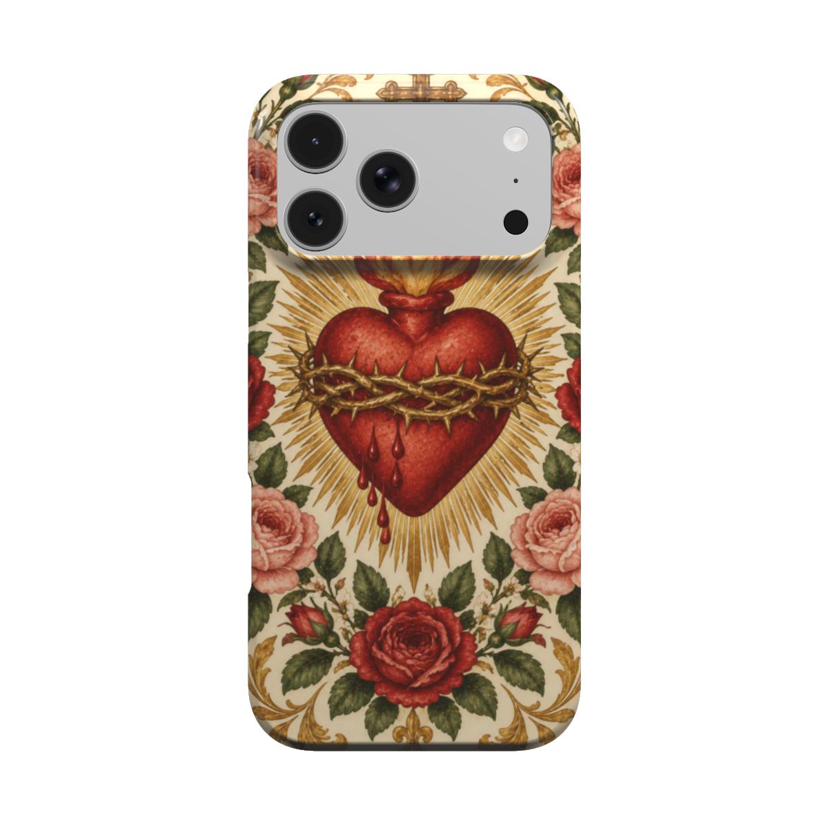 Sacred Heart & Roses phone case – MagSafe iPhone case, front view