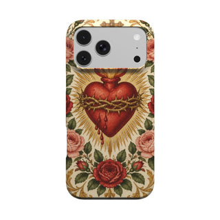 Sacred Heart & Roses phone case – MagSafe iPhone case, front view