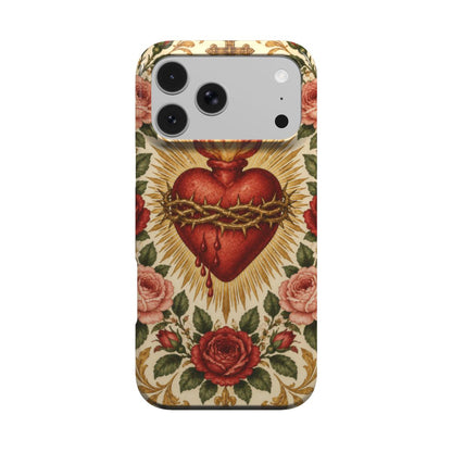 Sacred Heart & Roses phone case – MagSafe iPhone case, front view