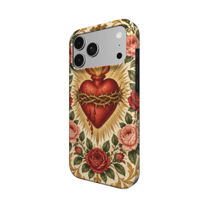 Sacred Heart & Roses phone case – MagSafe iPhone case, detail view