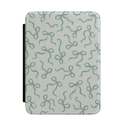 Sage Bows Kindle case — sage green and bows print