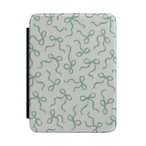 Sage Bows Kindle case — sage green and bows print