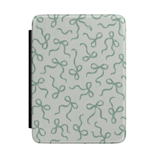 Sage Bows Kindle case — sage green and bows print