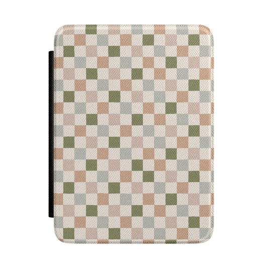 Sage Checkerboard Kindle Case - front view