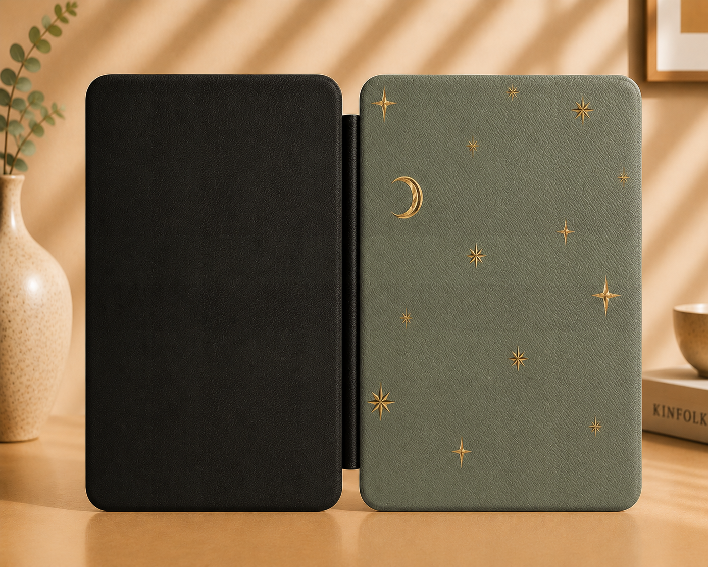 Sage crescent moon Kindle case — additional view