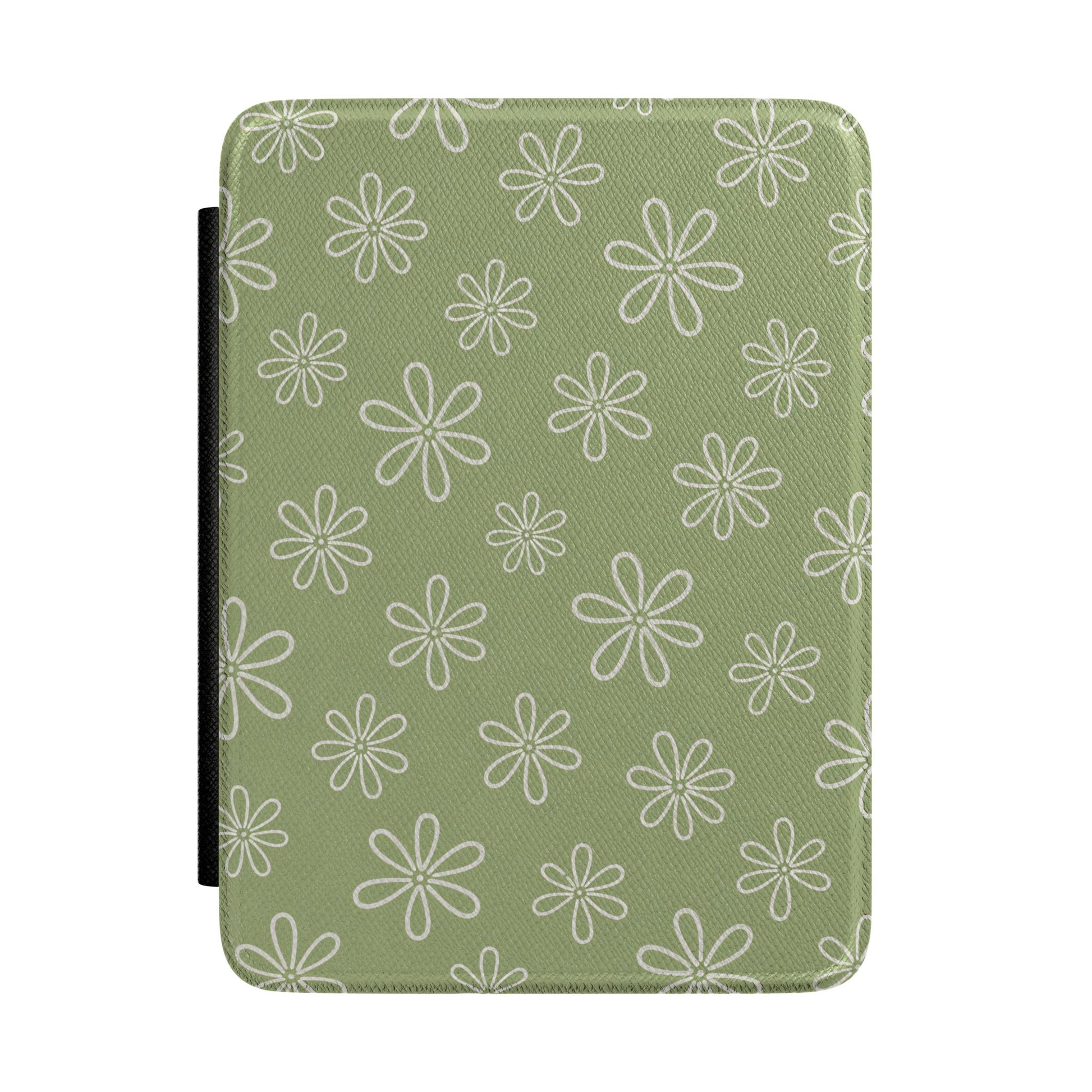 Sage Doodle Daisy Kindle Case - front view