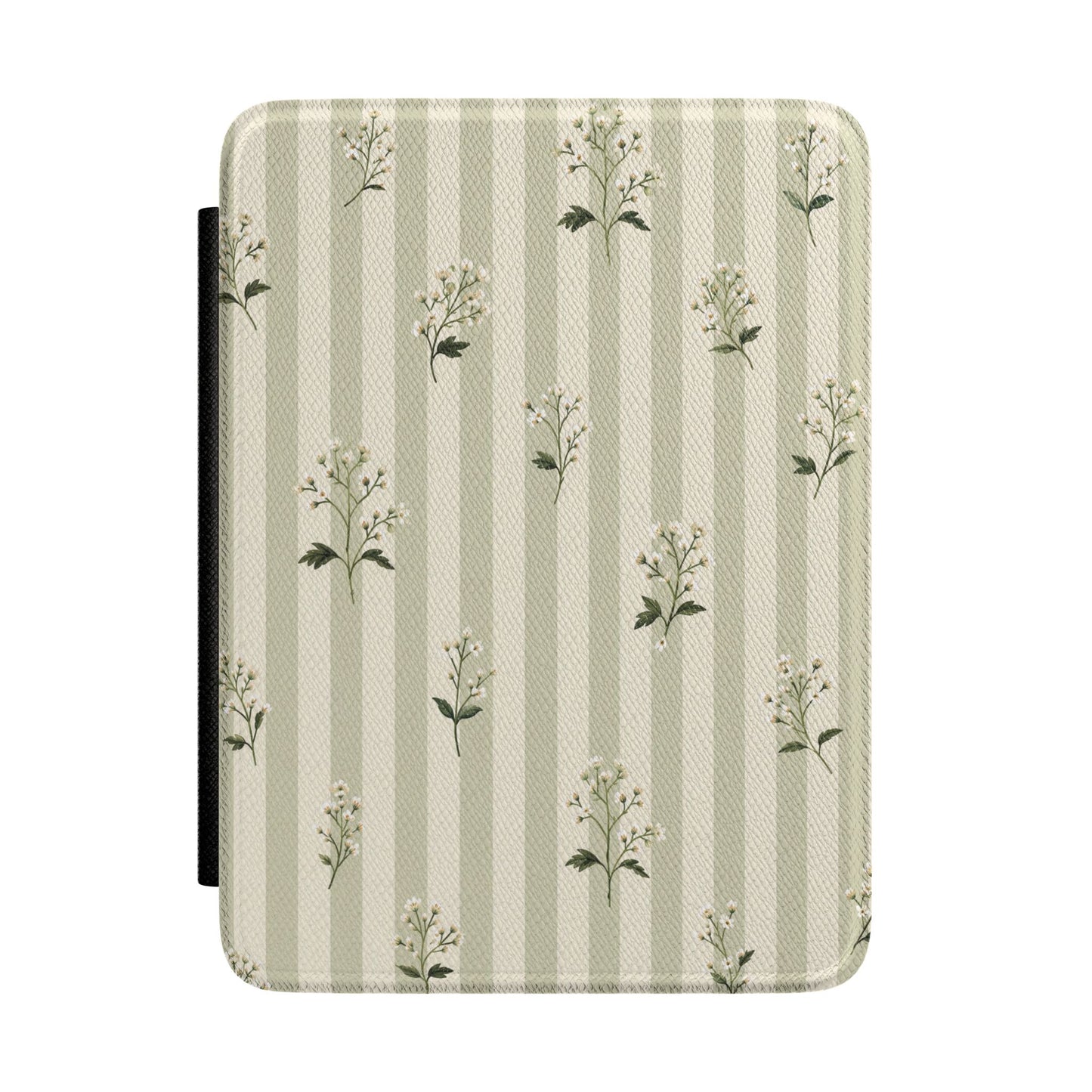 Sage Stripe Wildflower Kindle Case - front view