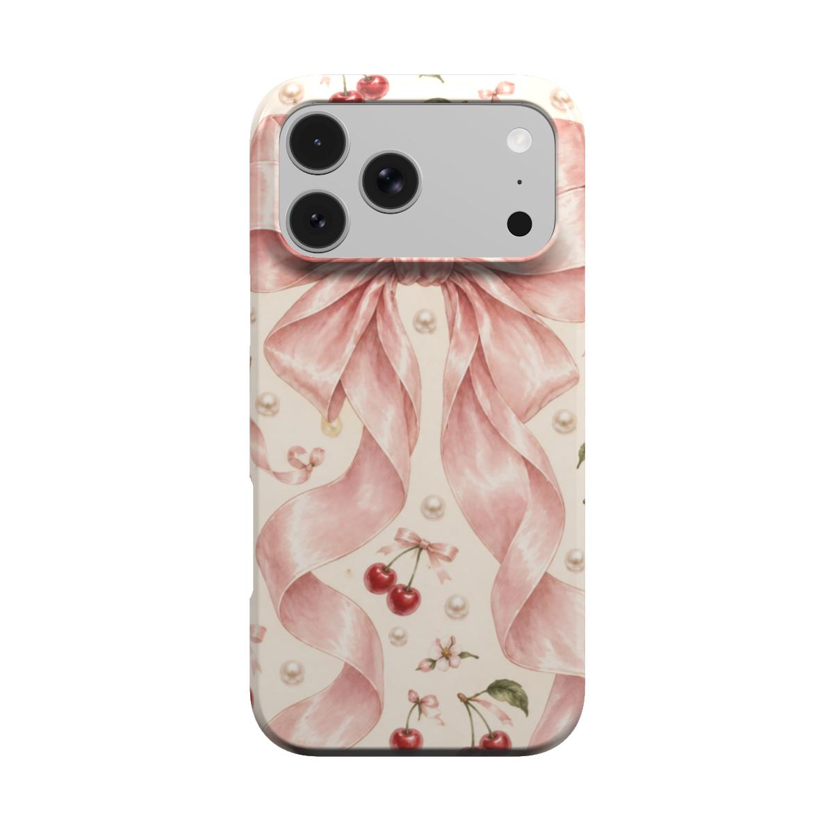 Satin Bow & Cherries phone case – MagSafe iPhone case, front view