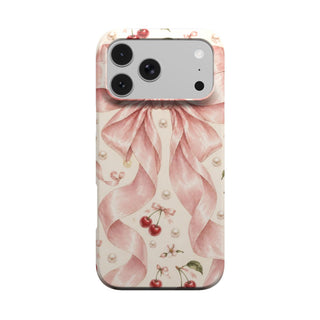 Satin Bow & Cherries phone case – MagSafe iPhone case, front view