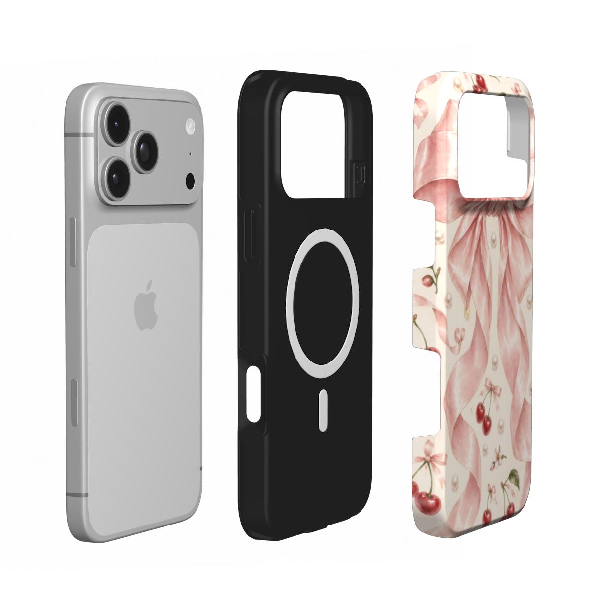Satin Bow & Cherries phone case – MagSafe iPhone case, second detail view
