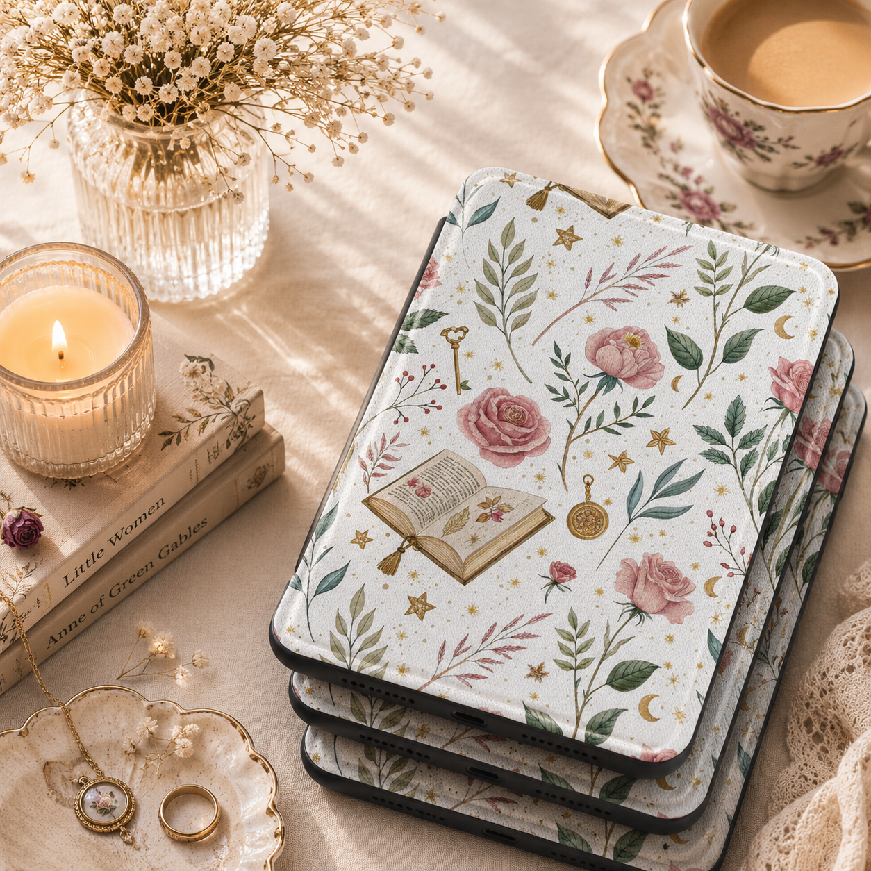 Secret Garden Kindle case shown at an angle